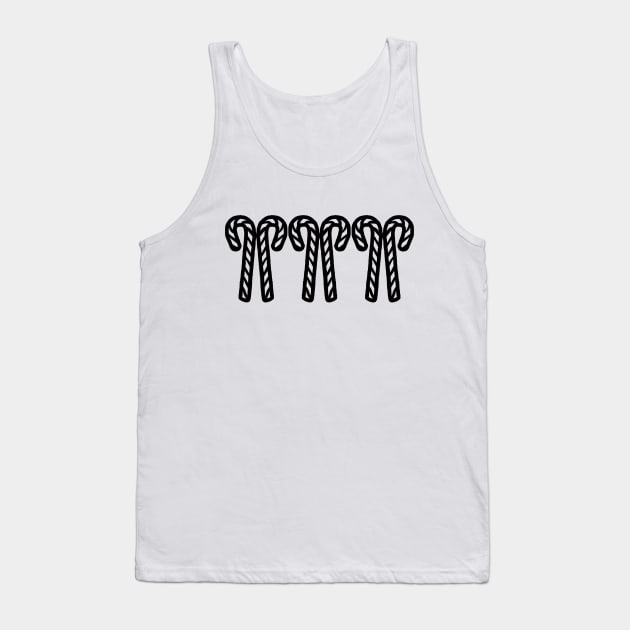 Two Candy Canes Christmas Trio Outline Tank Top by ellenhenryart